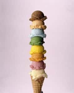 Ice Cream Scoops stacked on a cone