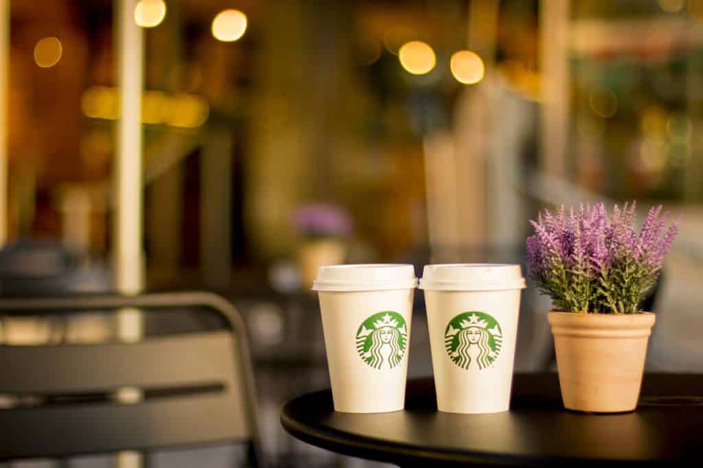 Cups of Tea at a Starbucks Cafe